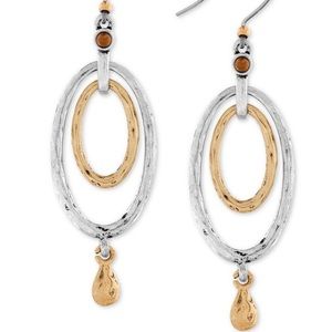 - Lucky Brand Two-Tone Oval Orbital Drop Earrings